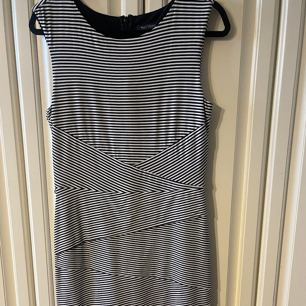Black and white strip sleeveless dress
